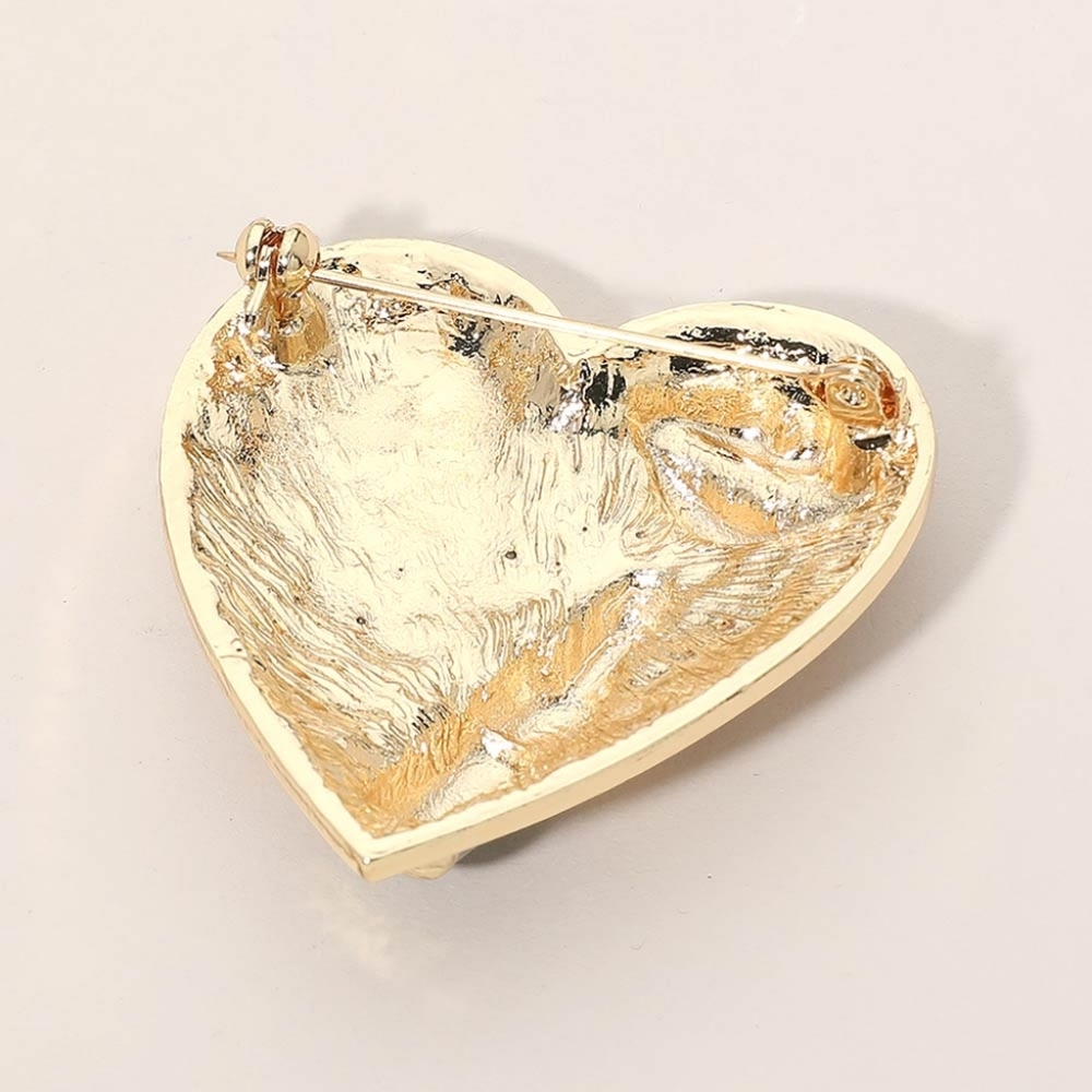 Lipstick Heart Glass Stone Pin Brooch - Picture 2 of 4